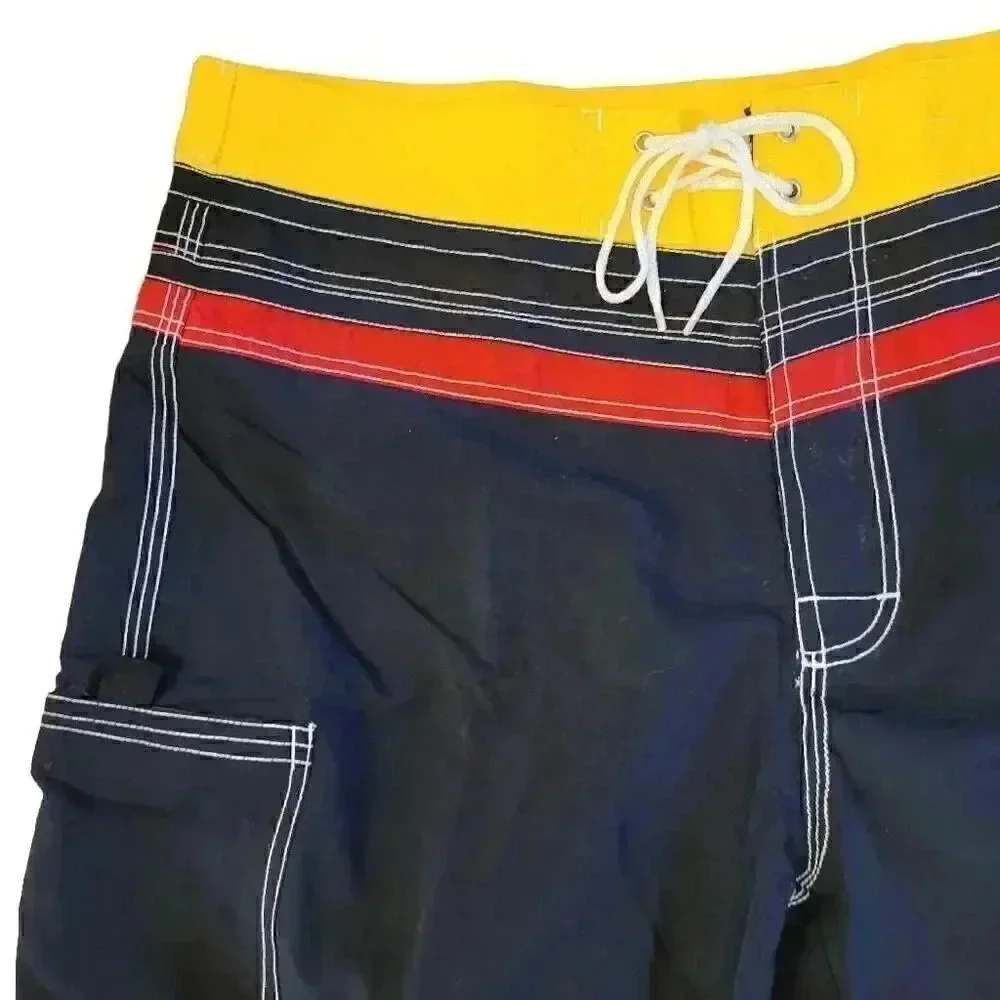 Jocko Watchdog Men's Navy/Red/Yellow Nylon Board Shorts NEW